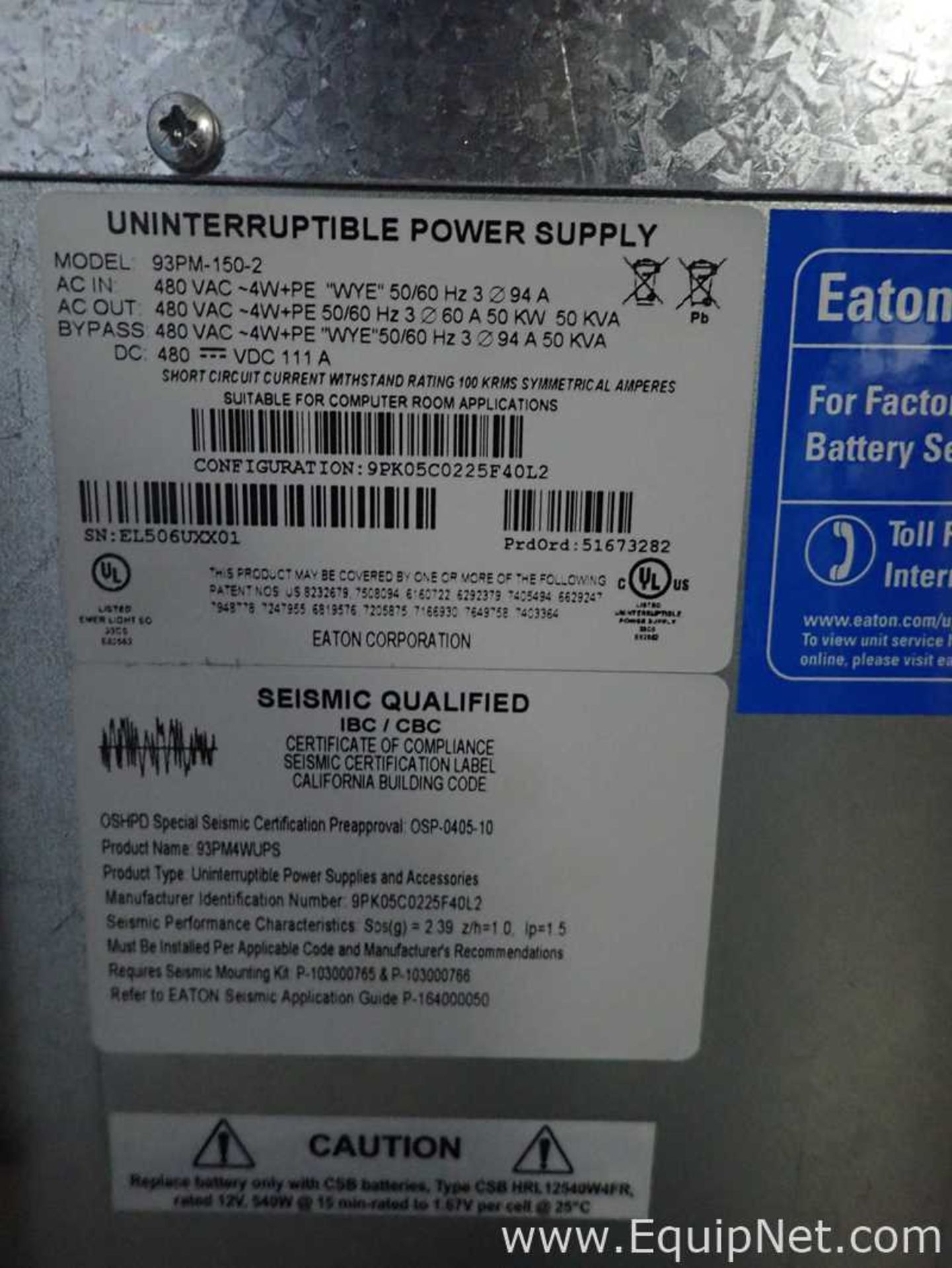 Eaton 93PM 50 kW Uninterruptible Power Supply - Image 9 of 12