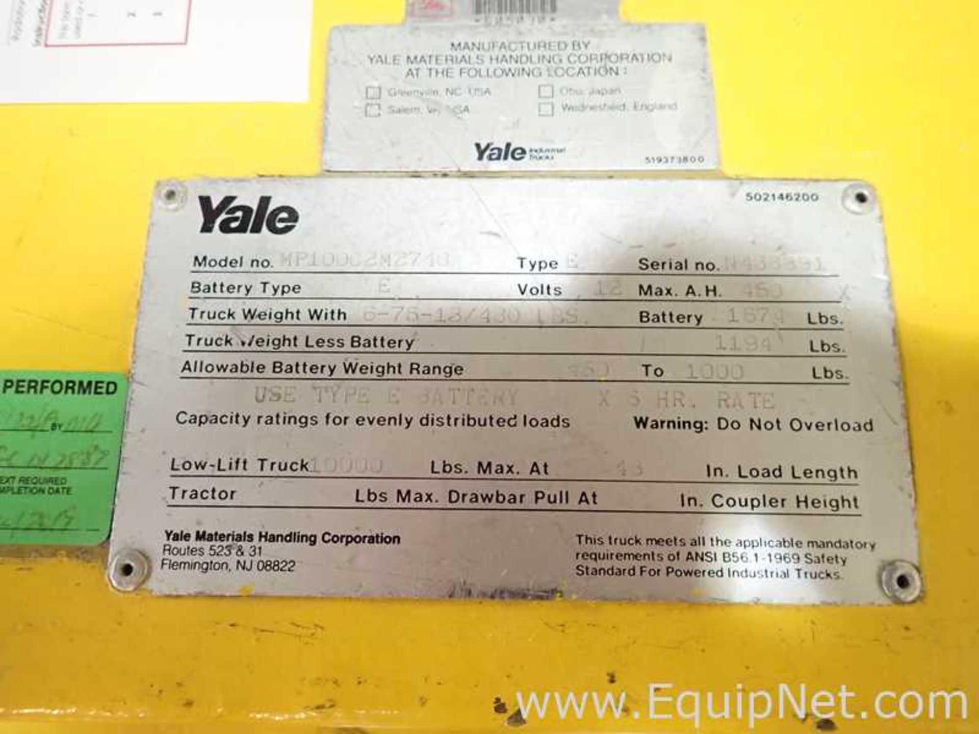 Yale MP100C2M2748 Electric Pallet Jack - 440 - Image 5 of 6