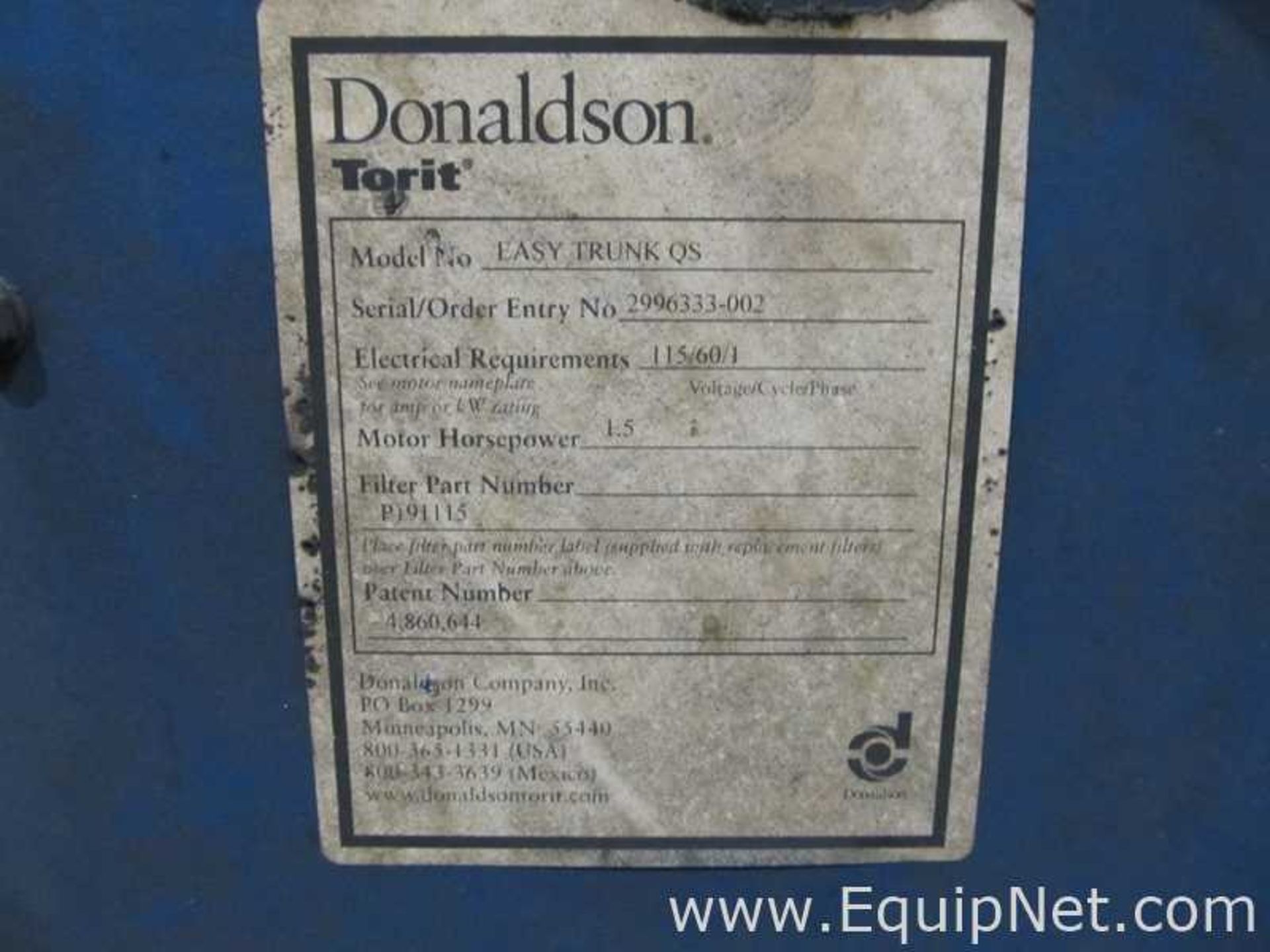 Donaldson Torit Easy Trunk QS Fume Extractor - Image 3 of 3