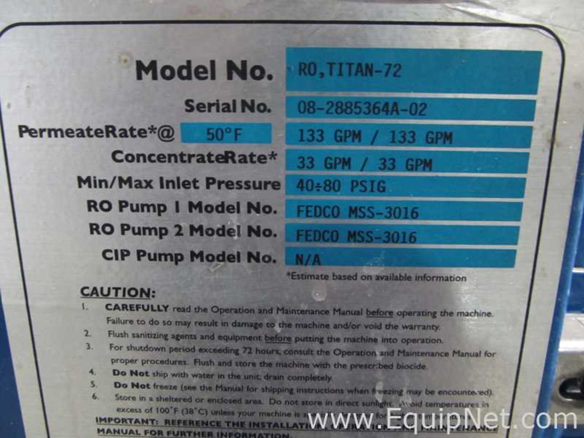 GE Water and Process Technologies RO Titan-72 Reverse Osmosis System - Image 5 of 5