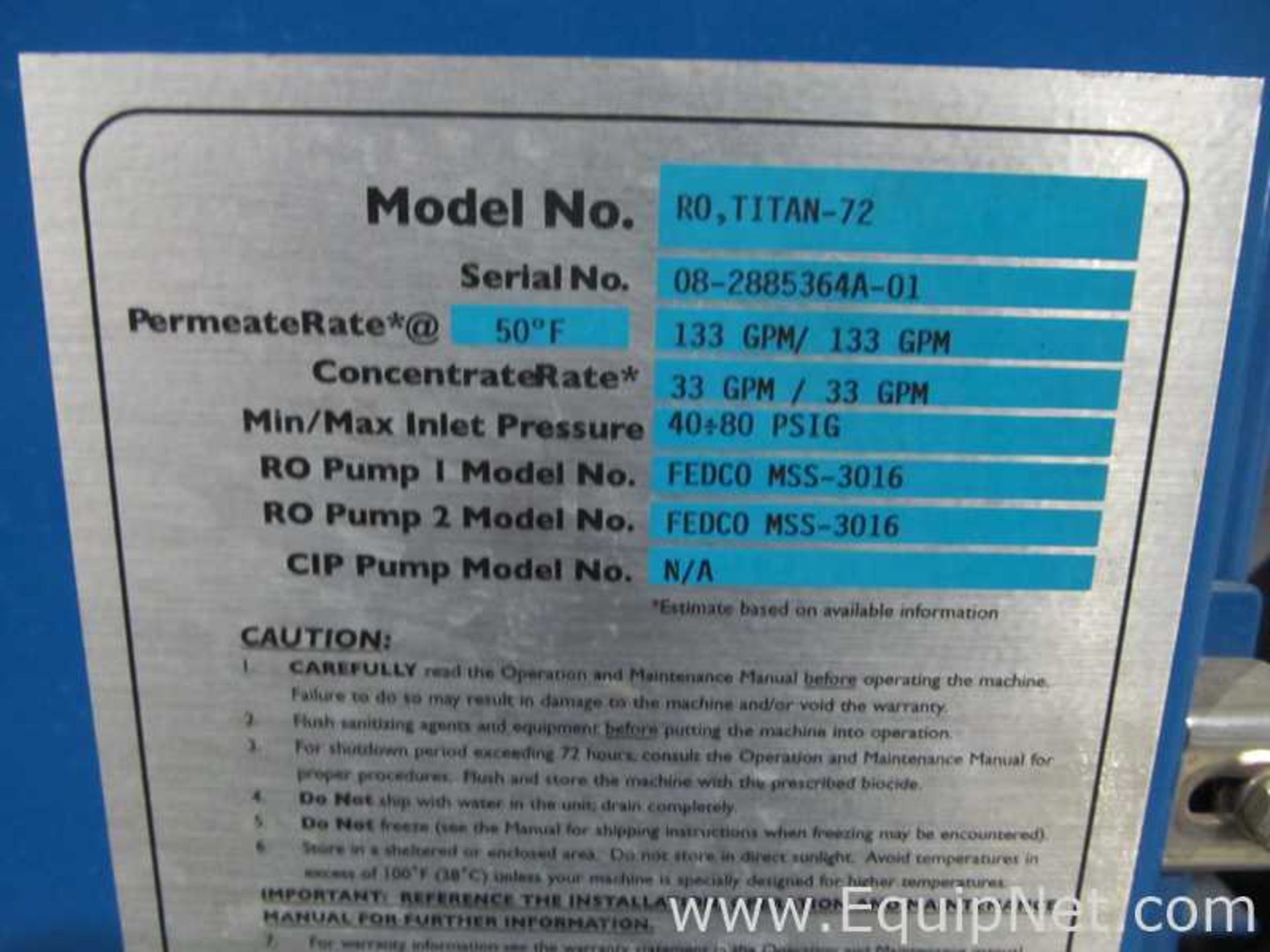 GE Water and Process Technologies RO Titan-72 Reverse Osmosis System - Image 6 of 6