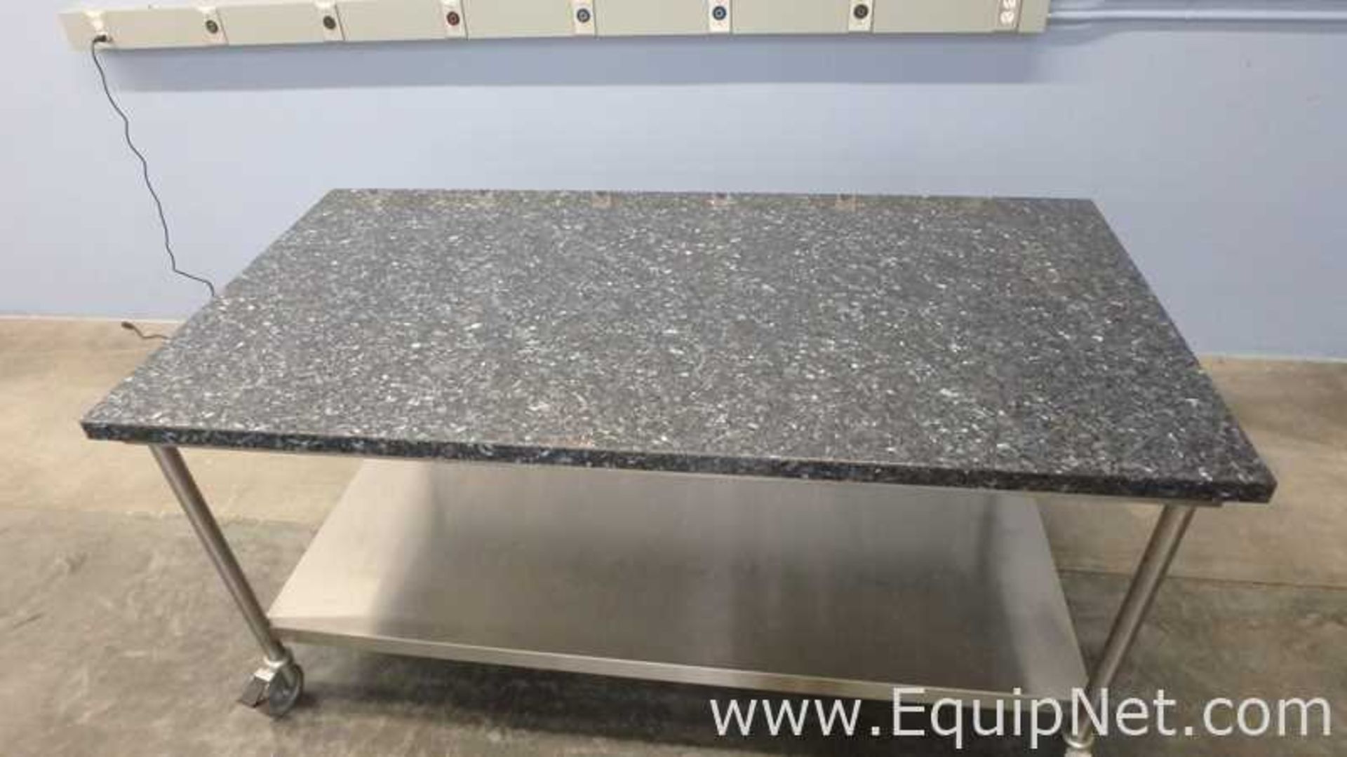 Lot of 3 Granite Top Stainless Steel Work Tables 75in x 39in - Image 3 of 9