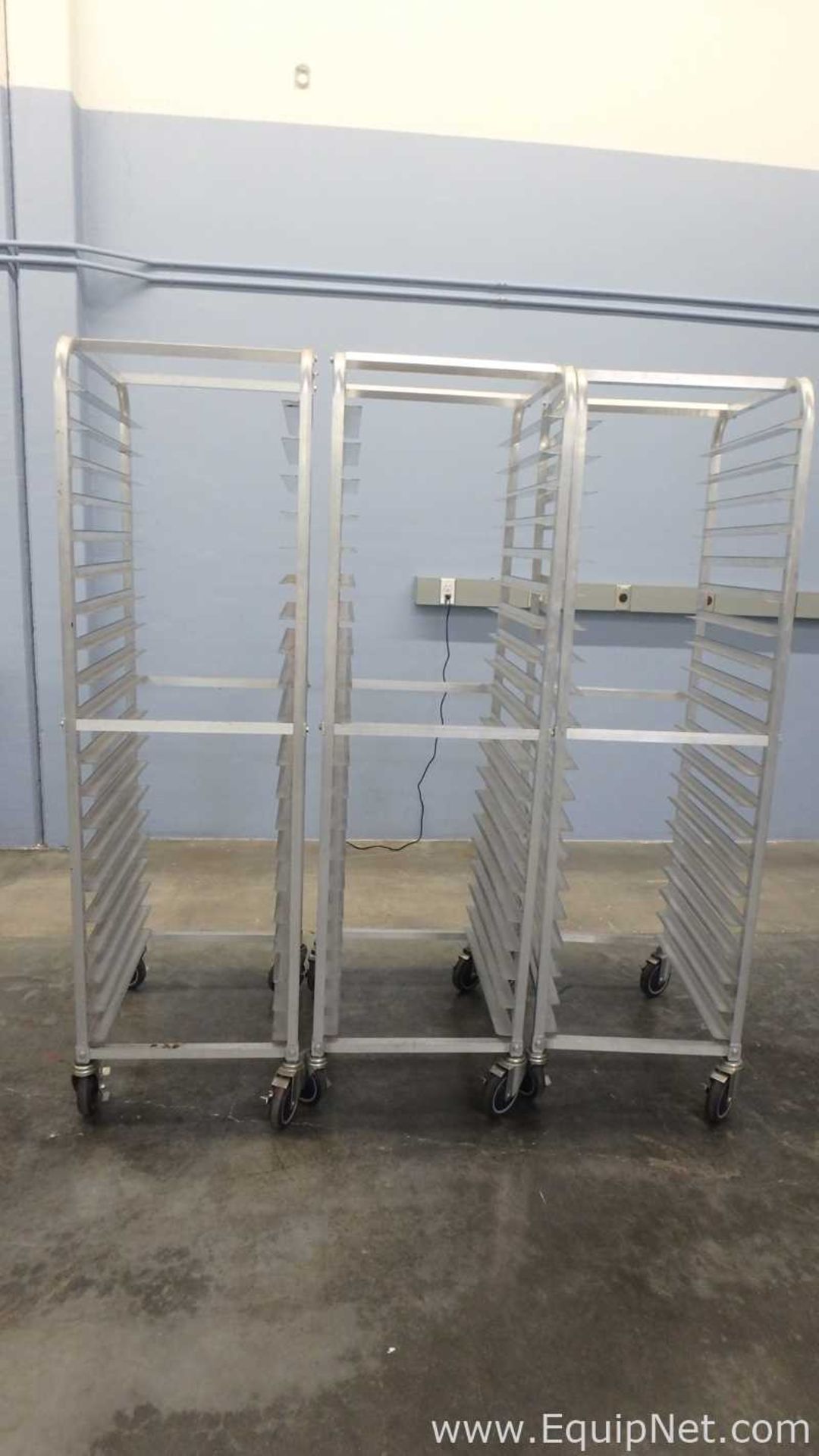 Lot of 3 Atlanta Culinary Equipment Mobile Pan Rack Full Ht. Open Sides with 20 18inx26in Slide Pans - Image 2 of 8