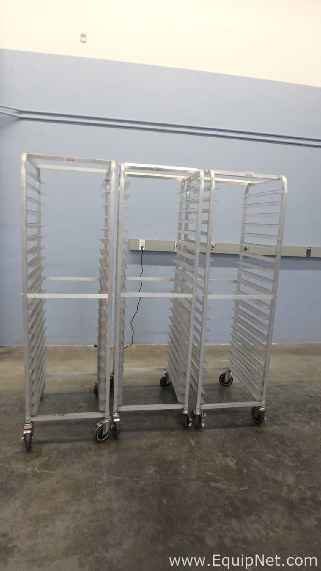 Lot of 3 Atlanta Culinary Equipment Mobile Pan Rack Full Ht. Open Sides with 20 18inx26in Slide Pans - Image 7 of 8