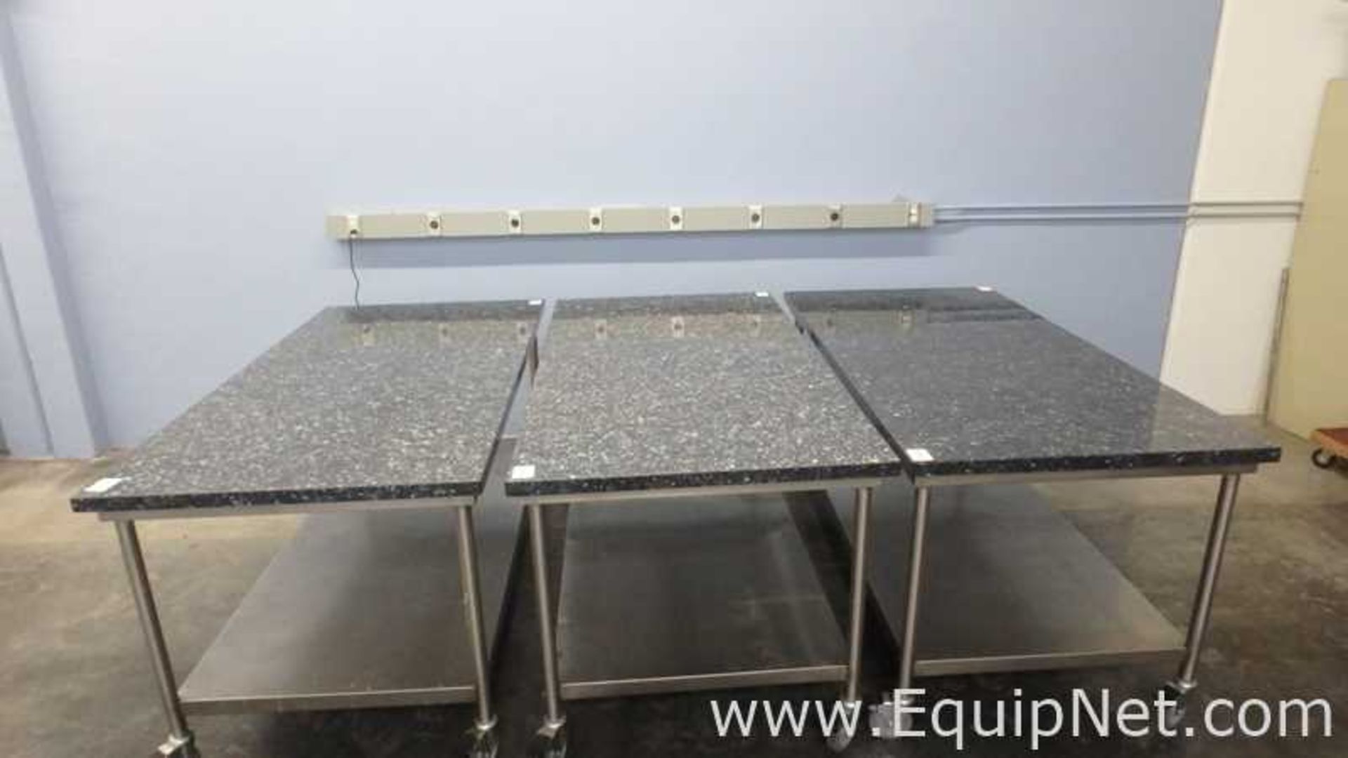 Lot of 3 Granite Top Stainless Steel Work Tables 75in x 39in - Image 9 of 9