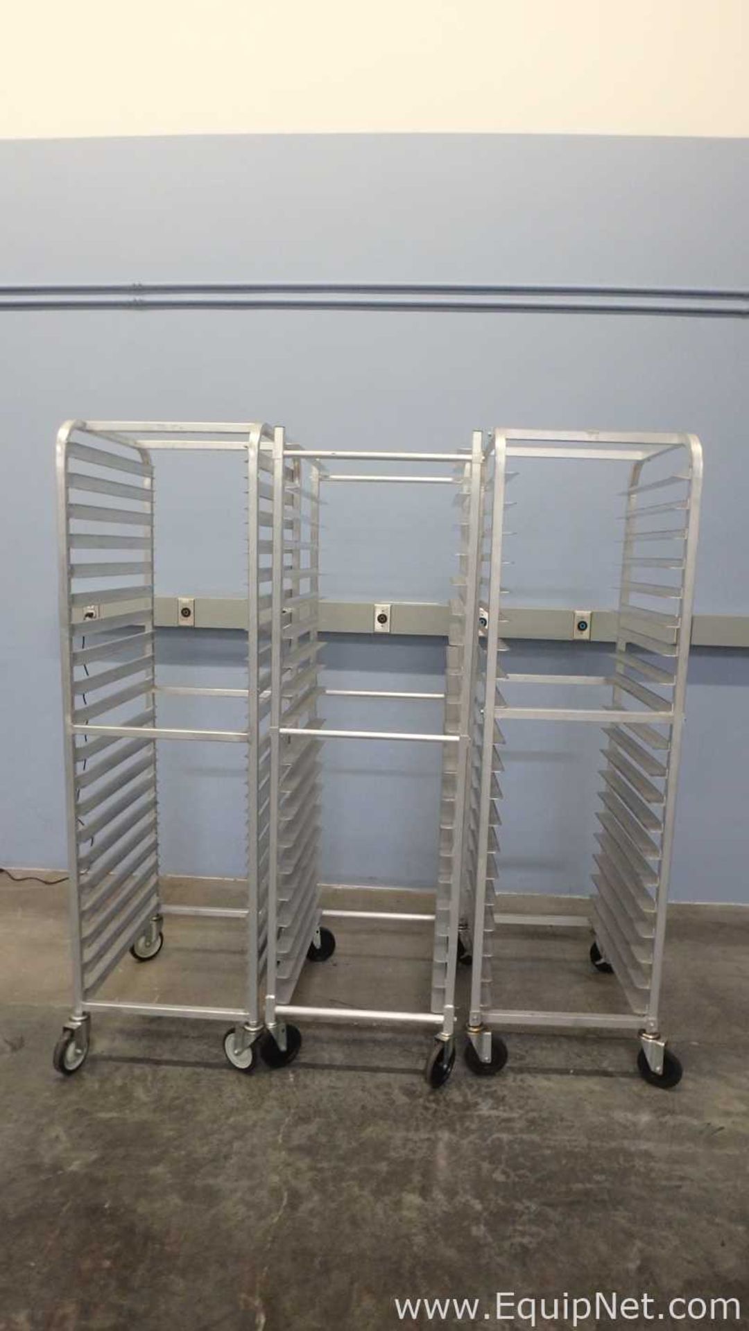 Lot of 3 Mobile Pan Rack Full Height Open Sides with Slides for 40 18inx26in Pans - Image 8 of 10