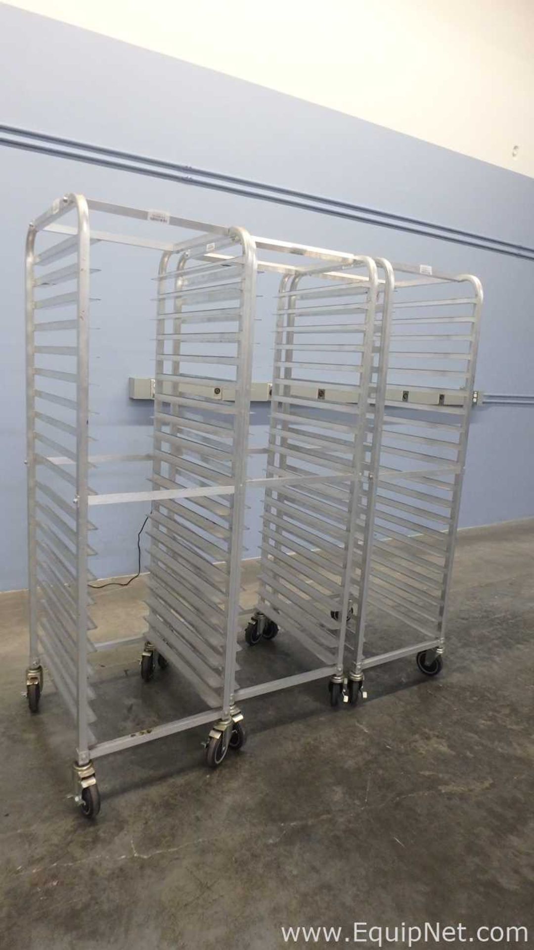 Lot of 3 Atlanta Culinary Equipment Mobile Pan Rack Full Ht. Open Sides with 20 18inx26in Slide Pans - Image 8 of 8