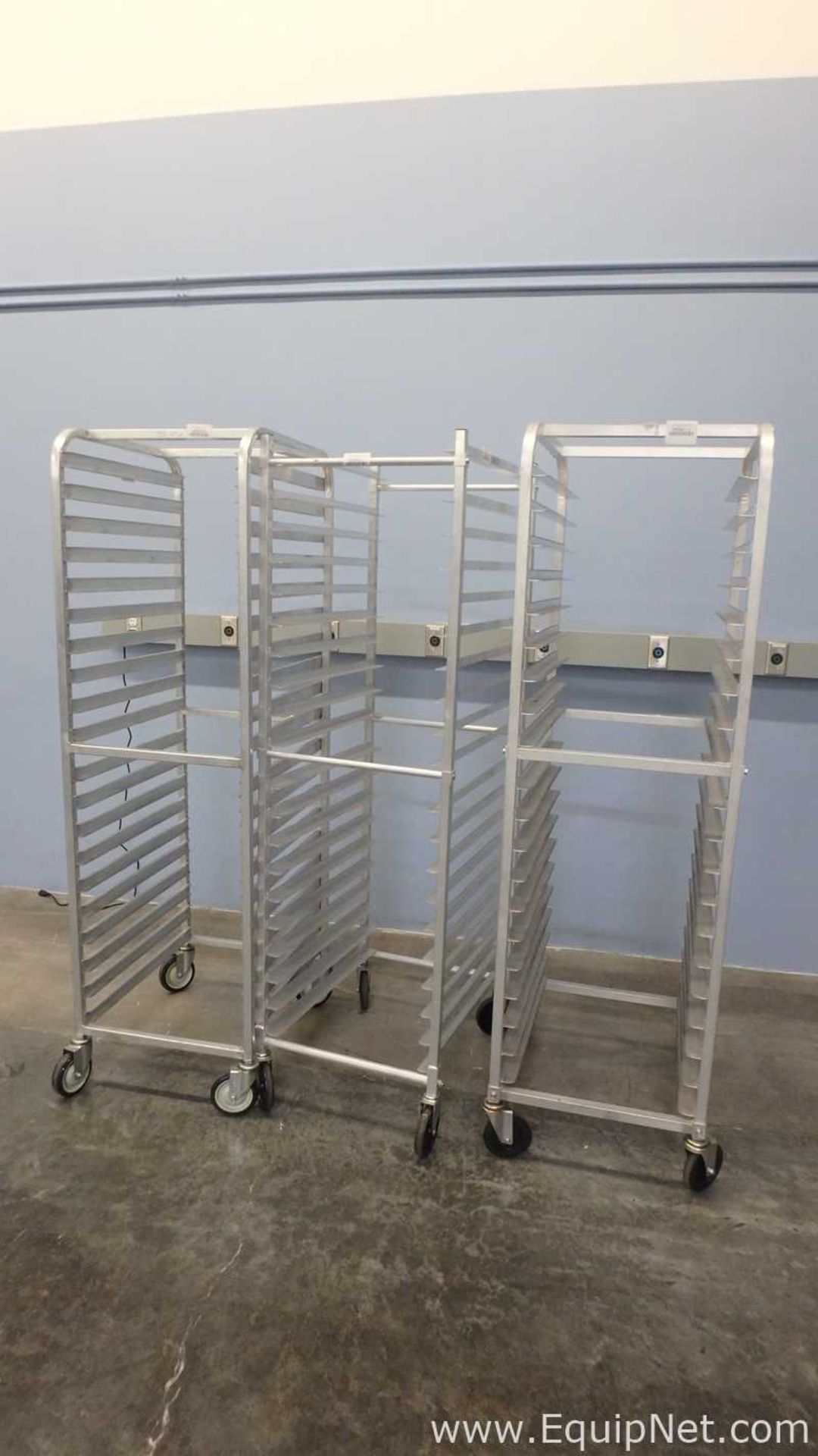 Lot of 3 Mobile Pan Rack Full Height Open Sides with Slides for 40 18inx26in Pans - Image 10 of 10