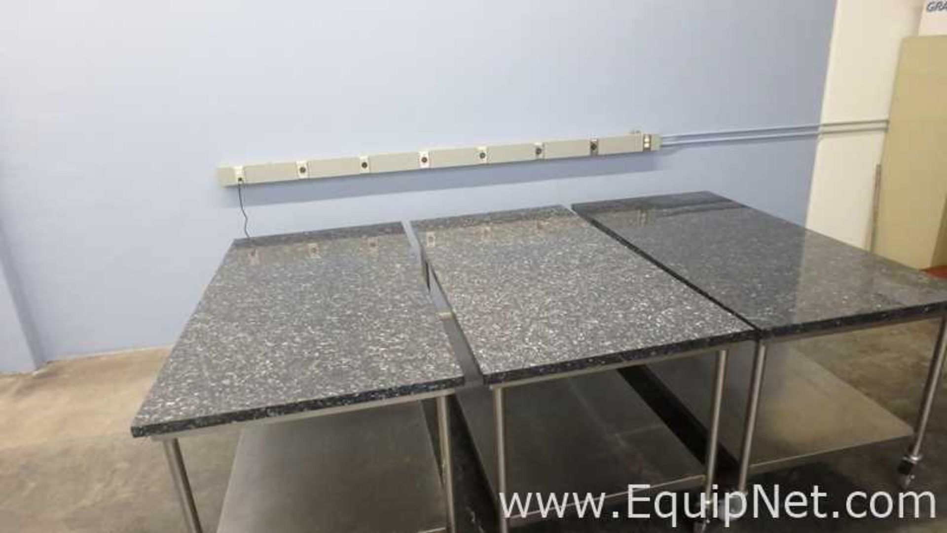 Lot of 3 Granite Top Stainless Steel Work Tables 75in x 39in - Image 8 of 9
