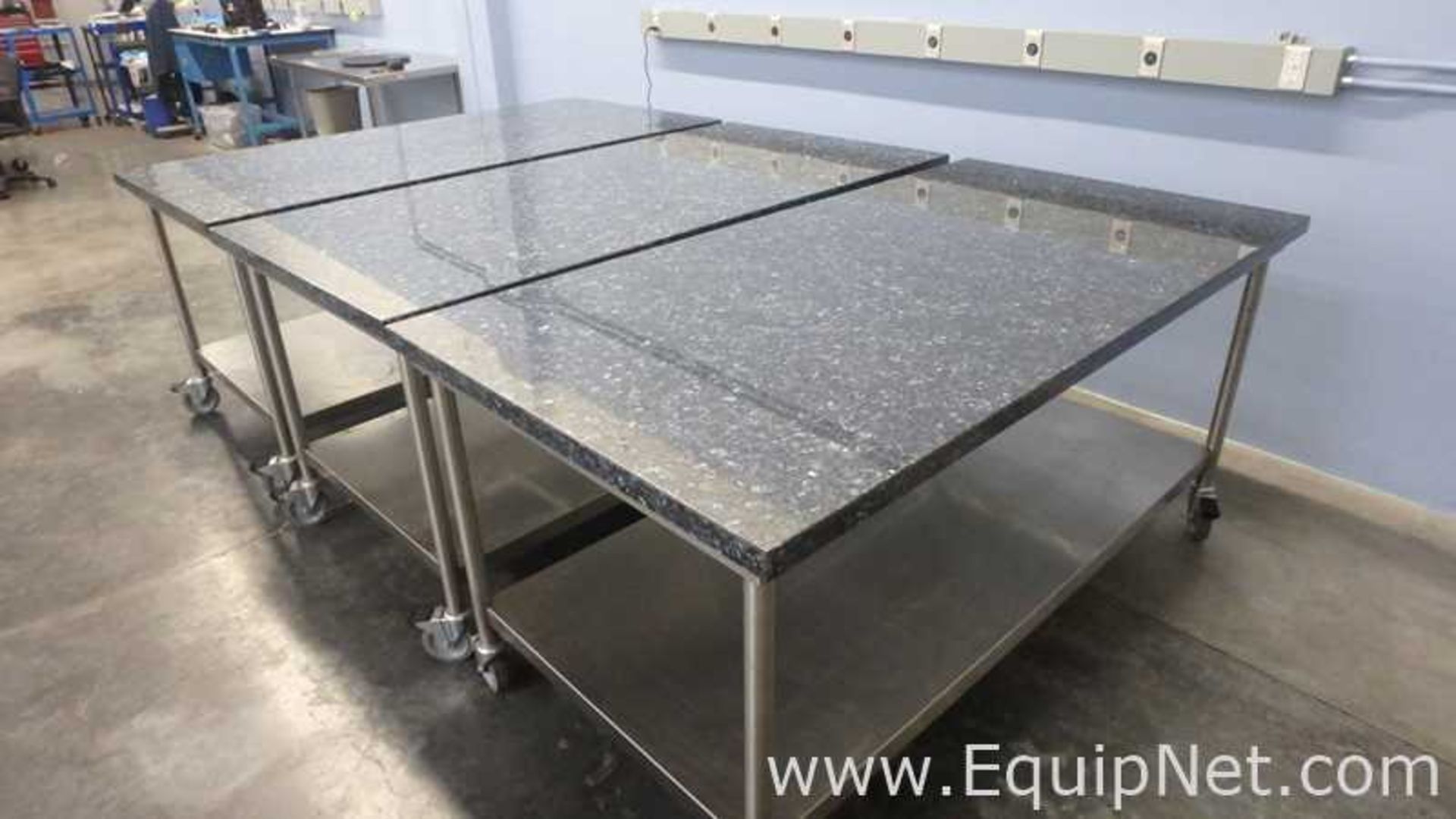 Lot of 3 Granite Top Stainless Steel Work Tables 75in x 39in - Image 6 of 9