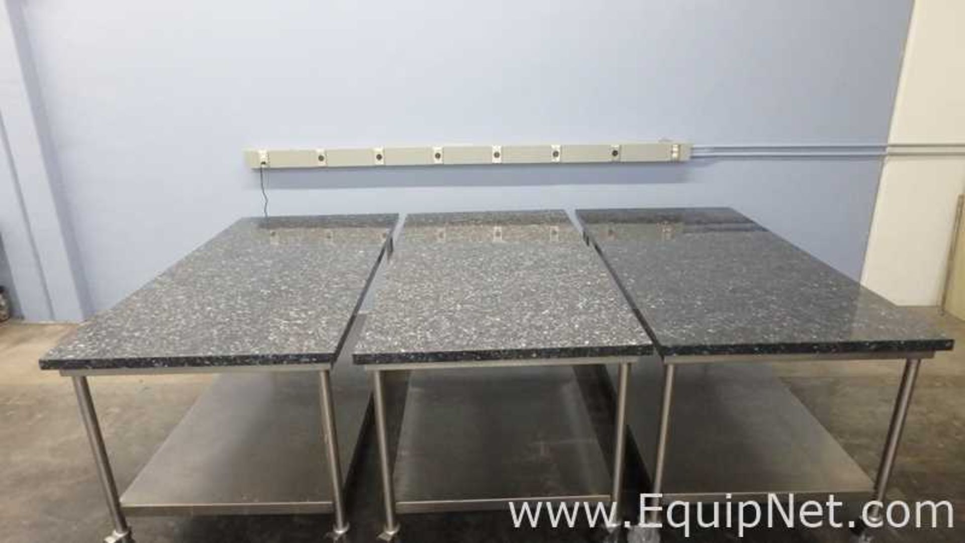 Lot of 3 Granite Top Stainless Steel Work Tables 75in x 39in - Image 4 of 9