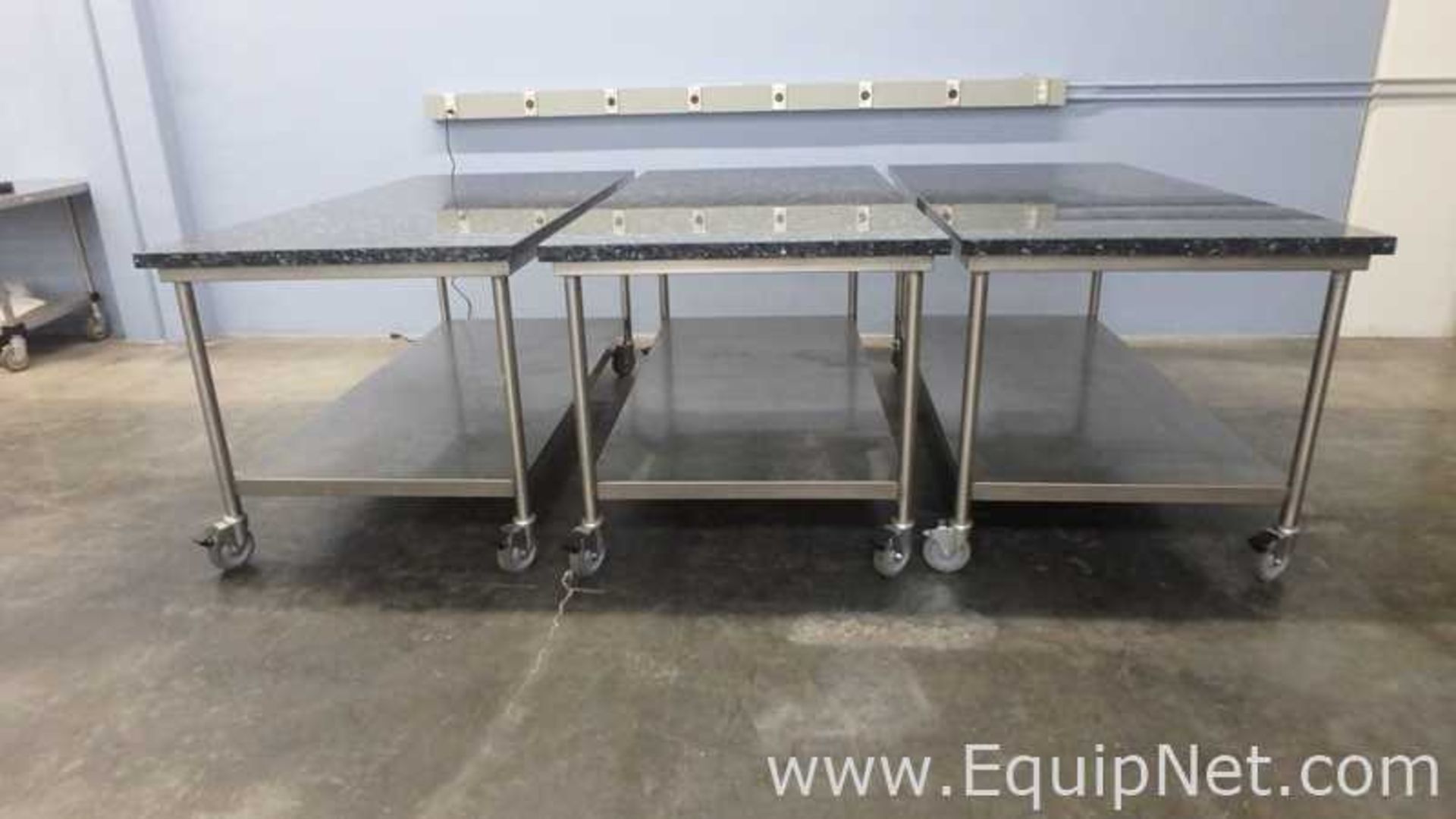 Lot of 3 Granite Top Stainless Steel Work Tables 75in x 39in - Image 5 of 9
