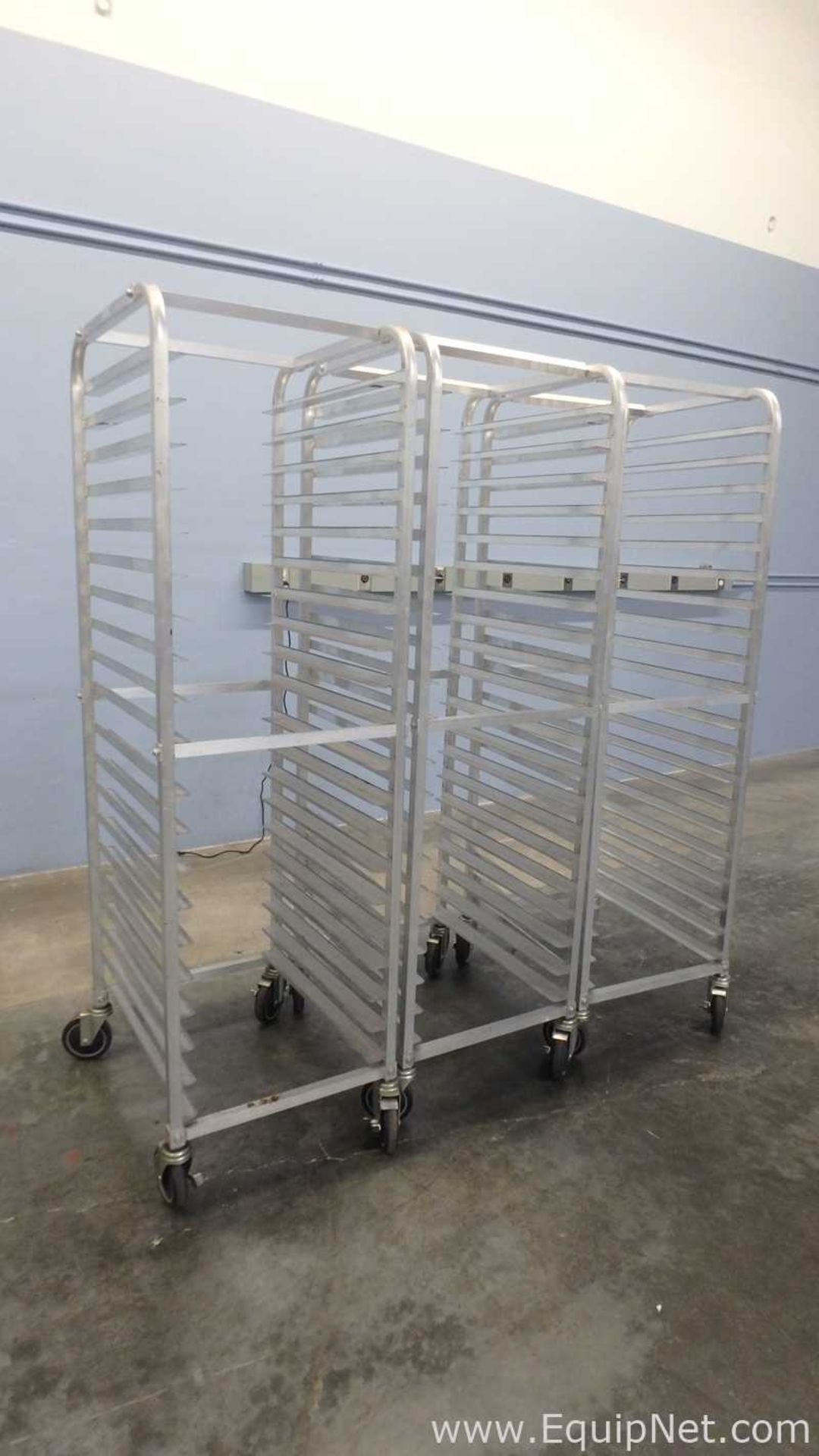 Lot of 3 Atlanta Culinary Equipment Mobile Pan Rack Full Ht. Open Sides with 20 18inx26in Slide Pans - Image 3 of 8