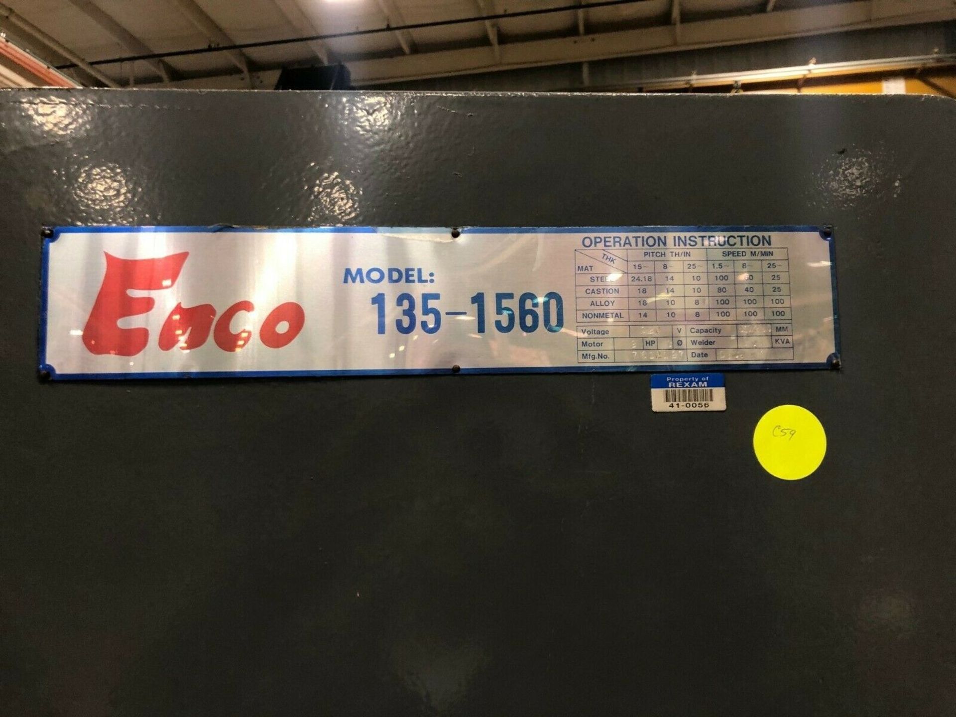 Enco Vertical Band Saw 135-1560 - Image 3 of 3