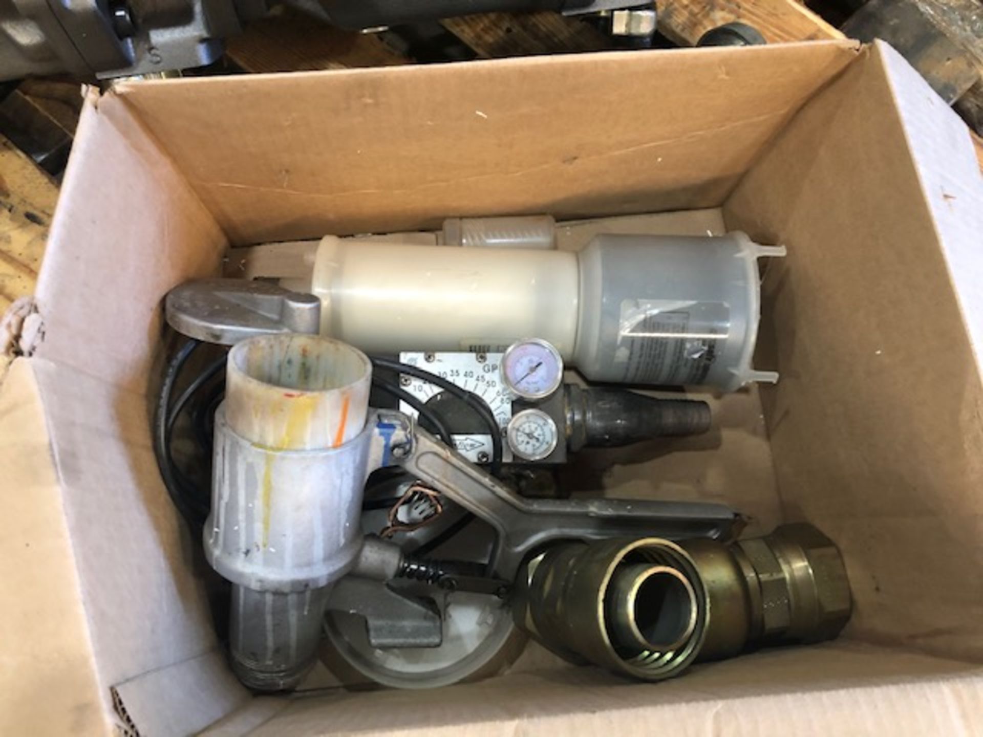Skid of 2 motors and box of misc parts - Image 4 of 5