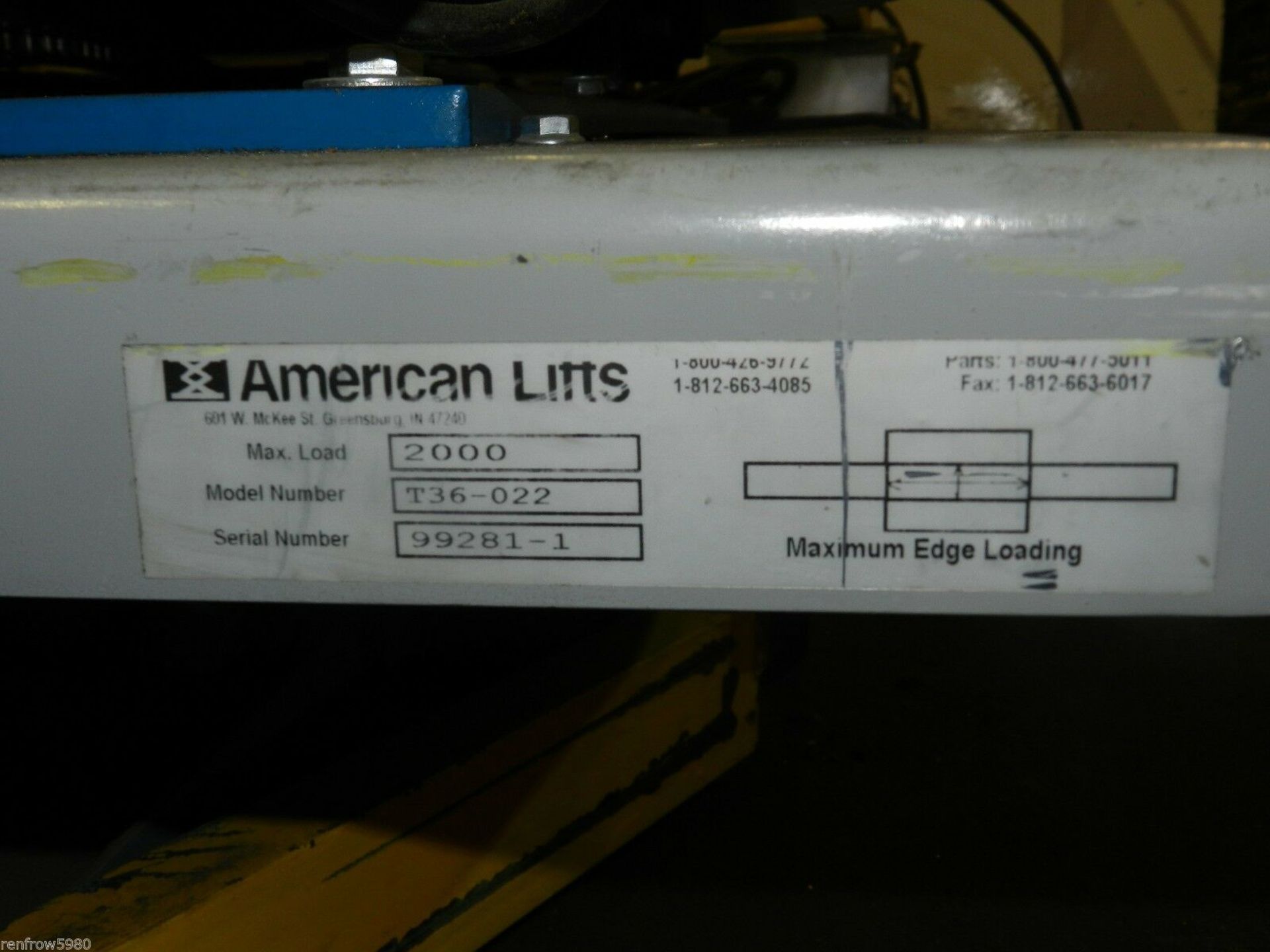 American Lifts T36-022 Electric Lift Platform - Image 9 of 10