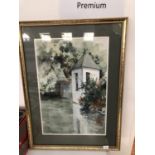 Watercolour of small building signed Stella