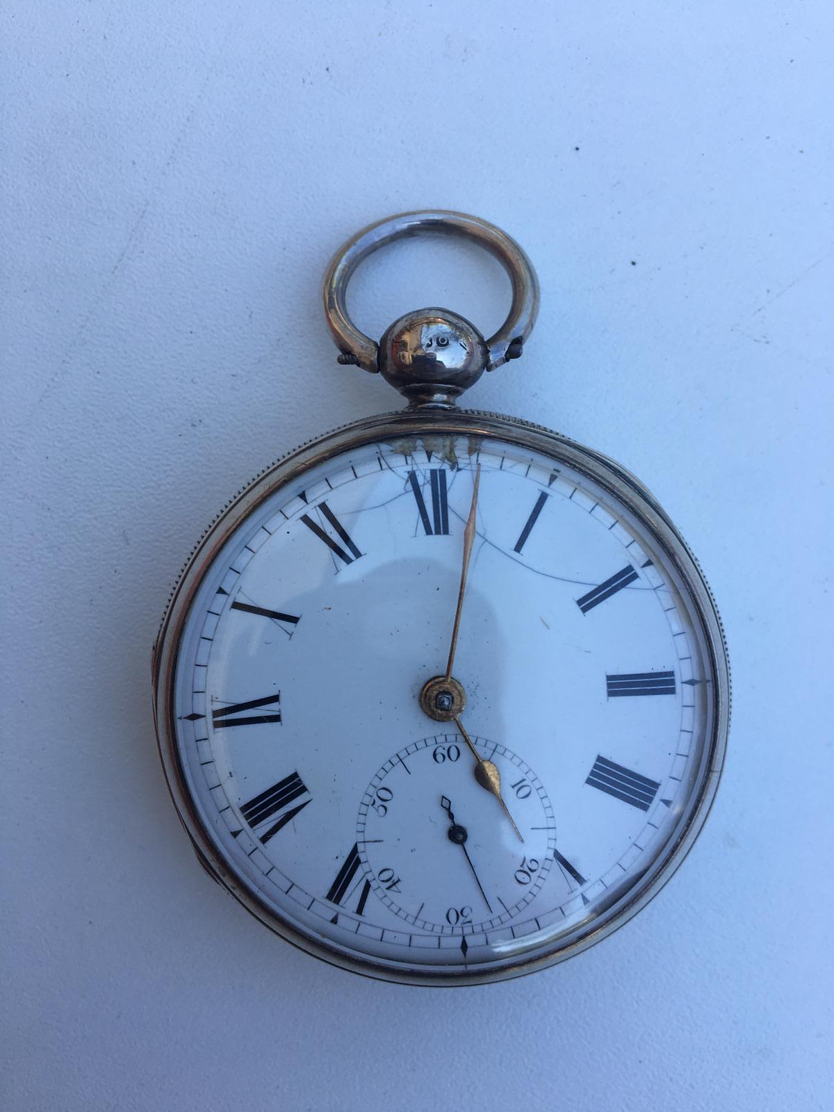 Hallmarked silver Tho's Bowra Epsom silver pocket watch