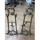 Pair of brass tadle photo easels