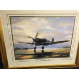 framed print of spitfire Mk IX taking off in D Day livery.