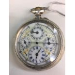 Rare antique Patek Phillipe silver triple dial pocket watch