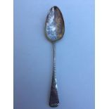 Hallmarked silver serving spoon, Georgian, makers mark TW with brightcut flowers and butterflies