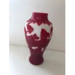 Peking glass vase C1900, in red and white grounds featuring Hoho bird