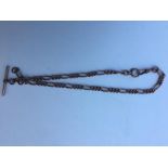 9ct Figaro link albert chain approx 38g