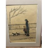 Framed watercolour signed LS Lowry