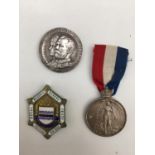 Masonic medal, silver 1911 George and Mary silver medallion and Lord Strathcona imperial choir