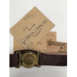 WWII German Feldpost letters and vintage Boy`s Brigade belt and buckle.