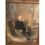 William Henry Hunt RA (1790-1864): Watercolour portrait of a seated man, signed lower left and dated