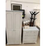 Painted wardrobe and chest of drawers