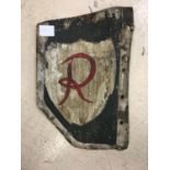 A German Luftwaffe airplane panel with painted Richtofen SQDN "R" motif in shield.