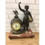 Victorian Spelter clock on marble base.