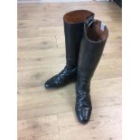 Pair C1950`s black leather size 6 riding boots.