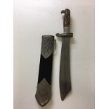 WWII German RAD hewer and sheath, blade by Carl Julius Krebs.
