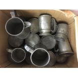 Qty of pewter tankards etc.