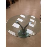 Rolf Benz glass table on chrome V stand