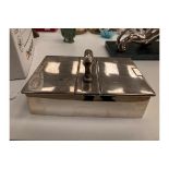 Vintage large hallmarked silver cigarette and cigar box, two hinged lids to the top with carrying