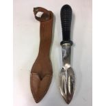 Unusual bulbous tipped diving knife and sheath.