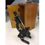 Boxed vintage microscope.