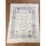 Vintage Israeli Independence day table cloth with military motif`s.