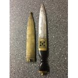 Ornate 19th c persian Steel, brass and wood handled dagger, with pierced brass ricasso and