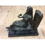 Large bronze of seated lady with rose.