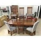 Large oak dining table and eight chairs