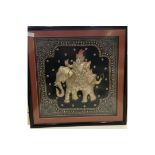 Framed embroidered elephant and rider