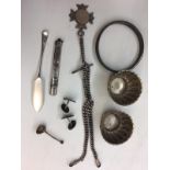 HM Silver items to include salts, pencil, double albert, cufflinks etc.