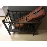 Vintage cased Badminton set and childs cot.