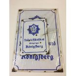 WWII Style German RLB large and small enamel signs for a building in Konigsberg, The